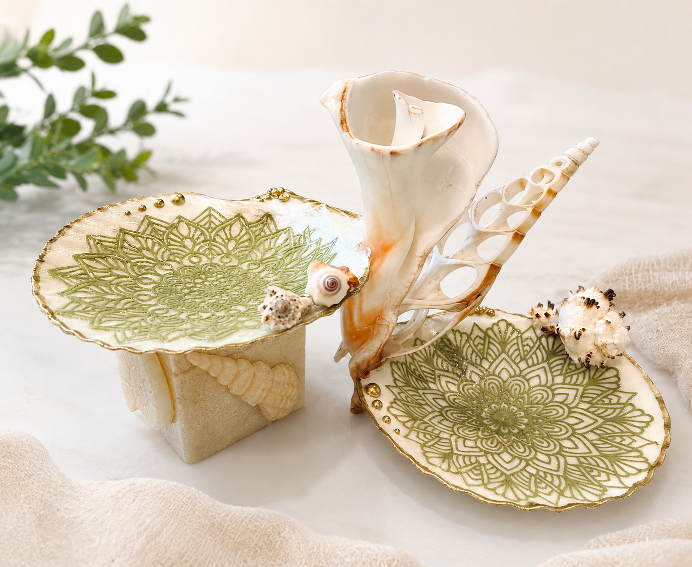 Sage Tide Pedestal Keepsake Dish