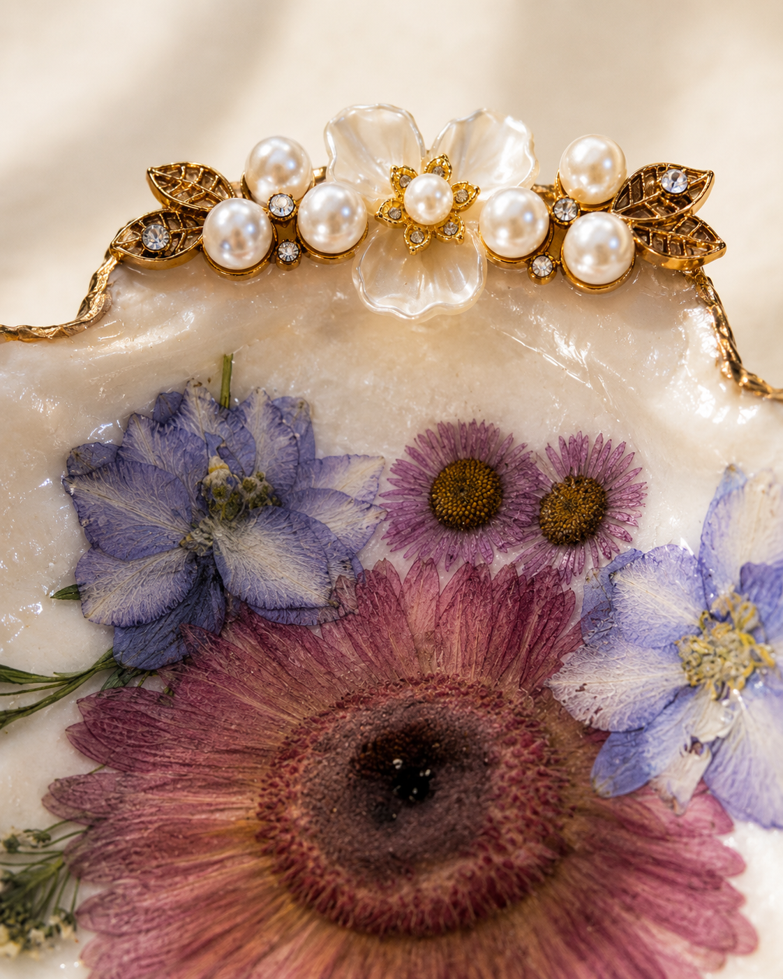 Pressed Botanical Scallop Shell Keepsake Dish view 3